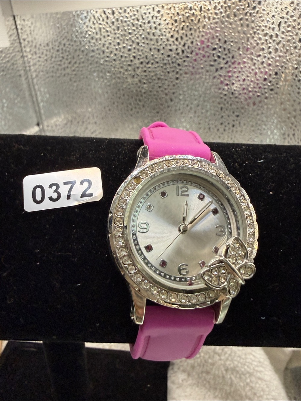 Pink Butterfly Accent Crystal Bezel Women's Watch